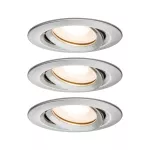 PAULMANN Oprawa do wbudowania NOVA PLUS LED DIM wychylna zestaw 3xGU10 7W 460lm 93mm 2700K IP65 230V szczotkowane żelazo