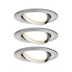 PAULMANN Zestaw Premium Coin Slim ściemniany LED 3x6,8W 2700K 230V 51mm Żelazo Szczotkowane/Aluminium