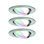 PAULMANN Oprawa do wbudowania NOVA PLUS COIN LED RGBW SH Zigbee wychylna zestaw 3x5.2W 400lm 84mm 2700-6500K IP23 230V szczotkowane żelazo