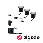 PAULMANN Oprawa dogruntowa Plug & Shine FLOOR zestaw kompletny SH Zigbee RGBW 3x3.6W IP65 24V srebrny / metal