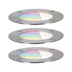 PAULMANN Oprawa dogruntowa Plug & Shine FLOOR zestaw kompletny SH Zigbee RGBW 3x3.6W IP65 24V srebrny / metal