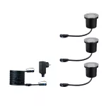 PAULMANN Oprawa dogruntowa Plug & Shine FLOOR zestaw kompletny SH Zigbee RGBW 3x3.6W IP65 24V srebrny / metal