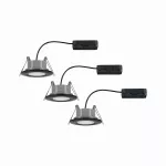 PAULMANN Zestaw opraw do wbudowania CALLA LED 3x6W 530lm okrągła wychylna 4000K IP65 230V czarny matowy