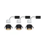 PAULMANN Oprawa do wbudowania GIL COIN LED 3-STEP DIM zestaw 3x6W 470lm 2700K IP44 230V czarny matowy/ złoty
