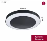 PAULMANN Plafoniera CIRCULA 14W 3000K IP44 230V antracyt / tworzywo sztuczne