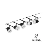 PAULMANN System linkowy DC zest Cone max5x10W Cz mat/Chrom GU5,3 12V DC 60VA twszt/met