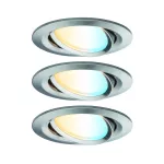 PAULMANN Oprawa do wbudowania NOVA PLUS COIN LED DIM SH Zigbee wychylna zestaw 3x6W 470lm 84mm 2700K-6500K 230V żelazo szczotkowane