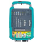 1 "FLIPBIT" - uchwyt dwustronny do montażu akcesoriów. Zestaw uniwersalny All-In-One, zawiera: wymienne akcesoria do wiercenia, fazowania, wkręcania