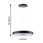 PAULMANN Lampa wisząca PURIC PANE LED 22W 400 mm 3-STEP DIM 230V czarny / szary metal