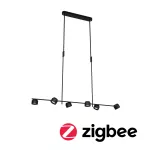 PAULMANN Lampa wisząca PURIC PANE LED SH Zigbee 6X6W+1X3W 2770K DIM IP20 230V czarry mat