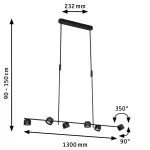 PAULMANN Lampa wisząca PURIC PANE LED SH Zigbee 6X6W+1X3W 2770K DIM IP20 230V czarry mat