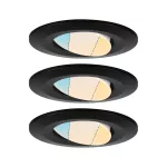PAULMANN Zestaw opraw do wbudowania CALLA LED 3x5W 400lm okrągła wychylna 3000/4000/6500K IP65 230V czarny matowy