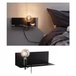 PAULMANN Oprawa ścienna DEVARA E27 max.1x40W USB C 230V czarny mat /metal