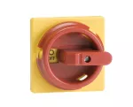 OZ331P67RY Pokrętło okrągłe żółto-czerwone IP67 do OT16...125F, na wałek 6mm, oznaczenie: I-0/ON-OFF, blokada kłódkowa w 0/OFF