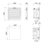 Wentylator filtrujący ATV4300, 255 m3/h, 230 V AC, 250x250x128 mm, IP54, RAL7035
