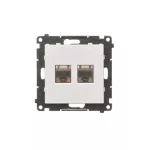 SIMON 55 WMDA-P93xx6-143 Gniazdo komputerowe podwójne RJ45 kategoria 6, ekranowane z przesłoną przeciwkurzową (moduł); Aluminium mat