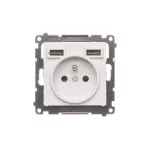 SIMON 55 WMDW-001112-114 Gniazdo wtyczkowe z zintegrowaną ładowarką 2xUSB A (moduł), 2.1 A, 5 V DC, 230 V; Jasnoszary mat *Wycofany z oferty - do wyczerpania zapasów magazynowych