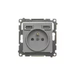 SIMON 55 WMDW-001112-116 Gniazdo wtyczkowe z zintegrowaną ładowarką 2xUSB A (moduł), 2.1 A, 5 V DC, 230 V; Grafitowy mat *Wycofany z oferty - do wyczerpania zapasów magazynowych