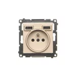 SIMON 55 WMDW-001112-144 Gniazdo wtyczkowe z zintegrowaną ładowarką 2xUSB A (moduł), 2.1 A, 5 V DC, 230 V; Szampański mat *Wycofany z oferty - do wyczerpania zapasów magazynowych