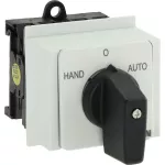 T0-1-15431/IVS Przełącznik zasilania, Styki: 2, 20 A, tabliczka: HAND-0-AUTO, 45 °, bez samopowrotu, montaż na szynę TH, pokrętło czarne bez możliwości blokady