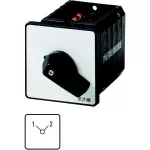 T5B-4-8223/E Przełącznik zasilania, Styki: 8, 63 A, tabliczka: 1-2, 90 °, bez samopowrotu, montaż natablicowy, pokrętło czarne bez możliwości blokady