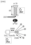 PAULMANN Oprawa do wbudowiana Plug & Shine MicroPen II zestaw kompletny 5x0,2W 3000K IP67 24V zestaw dodatkowy srebrny / stal