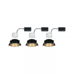 PAULMANN Oprawa do wbudowania COLE COIN LED 3-STEP DIM zestaw 3x6W 470lm 2700K IP44 230V Czarny/Złoty-matowy