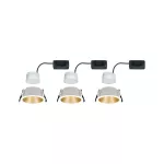 PAULMANN Oprawa do wbudowania COLE COIN LED 3-STEP DIM zestaw 3x6W 470lm 2700K IP44 230V biały / złoty-matowy