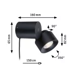 PAULMANN Lampa ścienno / stołowa PURIC PANE LED 3W 3-STEP DIM 300lm 2700K 230V czarny / metal