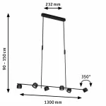 PAULMANN Lampa wisząca PURIC PANE LED 6x6,5W 1x4.5W 3-STEP DIM 2700K 230V czarny metal
