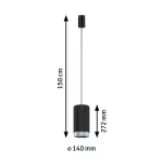 PAULMANN Urail wisząca lampa Corus max.1x50W E27 Czarna mat 230V Metal/Plastic