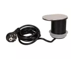 Gniazdo meblowe Ø6cm, wpuszczane w blat z przesuwną pokrywką, ładowarką USB i przewodem 1,9m, 1x2P+Z, 1xUSB (typ A, 2,4A), 3x1mm2