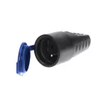 Gniazdo gumowe proste IP44 z uziemieniem, czarne, 16A, 230V