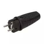 Wtyczka gumowa prosta IP44, czarna, ,16A, 230V