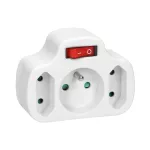 Rozgałęźnik 1x2P+Z, 2x2P/II z włącznikiem, biały