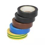 Zestaw 5 taśm 15mm, uniepalniona, 2x czarna, brązowa, niebieska, żółtozielona, grubość 0,13mm, długość 10m