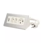 Przedłużacz biurkowy, 2 gniazda 2P/II, 1 gniazdo 2P+Z, wyłącznik ON/OFF, przewód 3x1mm2 - 1,5m