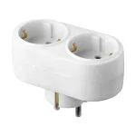 Rozgałęźnik owalny 2x2P+Z, Schuko, biały