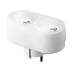 Rozgałęźnik owalny 2x2P+Z, Schuko, biały