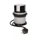 Gniazdo meblowe Ø10cm wysuwane z blatu z przewodem 1,5m, 4x2P+Z