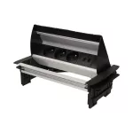 Gniazdo meblowe wpuszczane w blat ze szczotką przeciwkurzową, ładowarką USB i przewodem 1,8m, 3x2P+Z, 2xUSB (typ A, 2,1A)