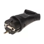 Bryzgoszczelna wtyczka gumowa Uni-Schuko z uchwytem, IP44, czarna, ,16A, 230V
