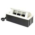NOEN Kaseta meblowa wpuszczana w blat ze zintegrowaną ramką PCV na gniazda modułowe 3 x 45x45mm lub 6 x 22,5x45mm, przewód 1,5m, białe