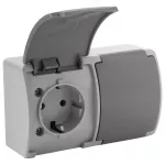 Gniazdo podwójne 2x2P+Z Schuko AQUATIC IP44 szary-grafit, 10 szt.
