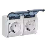 Gniazdo podwójne 2x2P+Z Schuko AQUATIC IP44 biały dymiony