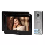 FELIS MEMO MULTI2, zestaw wideodomofonowy 2-rodzinny, bezsłuchawkowy kolor, LCD 7", dotykowy, menu OSD, pamięć, gniazdo na kartę SD, DVR, sterowanie bramą, czarny