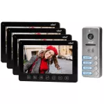 NOVEO MULTI4, zestaw wideodomofonowy 4-rodzinny, bezsłuchawkowy, kolor, LCD 7", menu OSD, sterowanie bramą, czarny