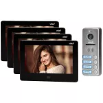 FELIS MEMO MULTI4, zestaw wideodomofonowy 4-rodzinny, bezsłuchawkowy kolor, LCD 7", dotykowy, menu OSD, pamięć, gniazdo na kartę SD, DVR, sterowanie bramą, czarny