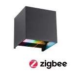 PAULMANN Oprawa elewacyjna CYBO LED SH Zigbee 2x2.5W 2700K 2x155lm IP44 100x100mm 230V antracyt / aluminium
