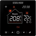 Termostat programowalny Grand Meyer SN-20 Wi-Fi z czujnikiem wbudowanym i podłogowym. Kolor czarny.
